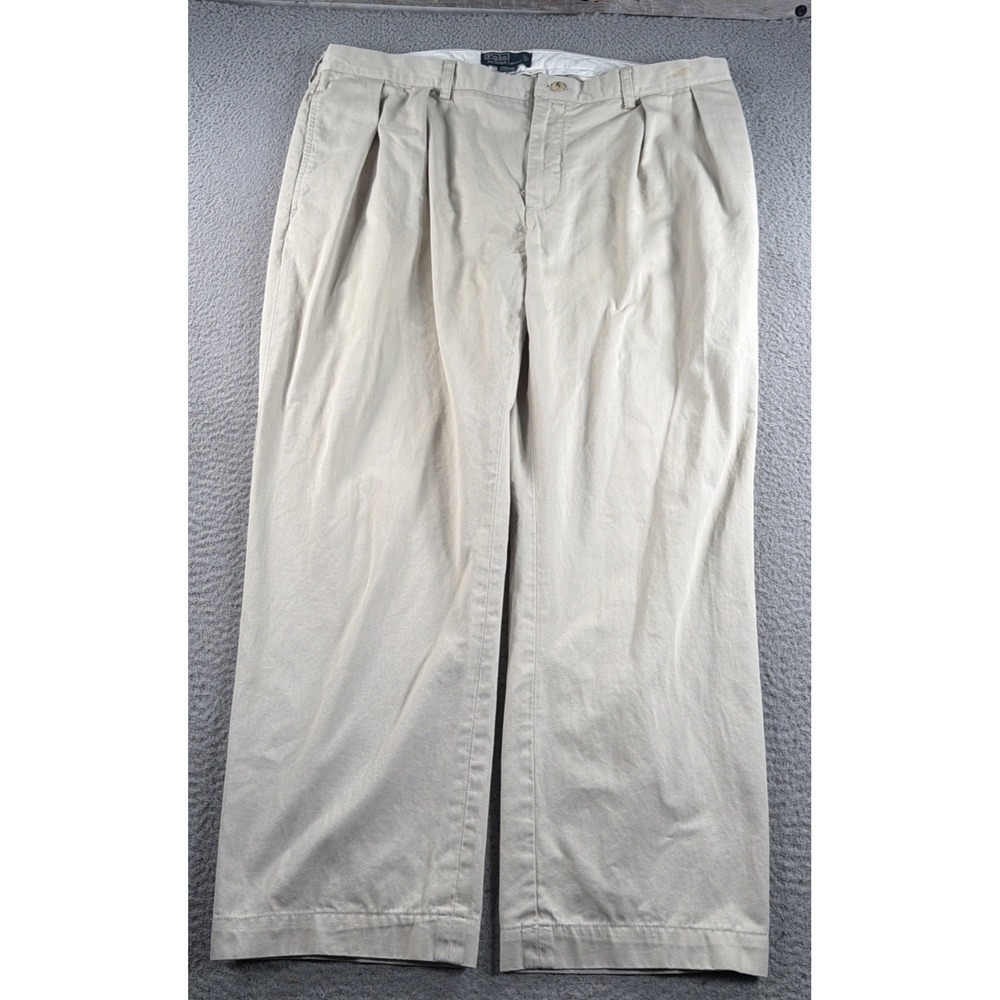 Polo Ralph Lauren Ethan Pants Mens 40x29 Khaki 100% Cotton Pleated‎ Chinos
